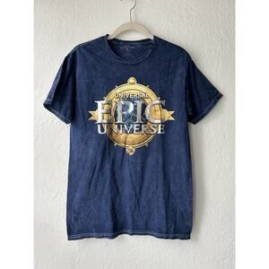 Universal Studios Epic Universe Graphic Blue Stone Wash T-shirt Adult Small